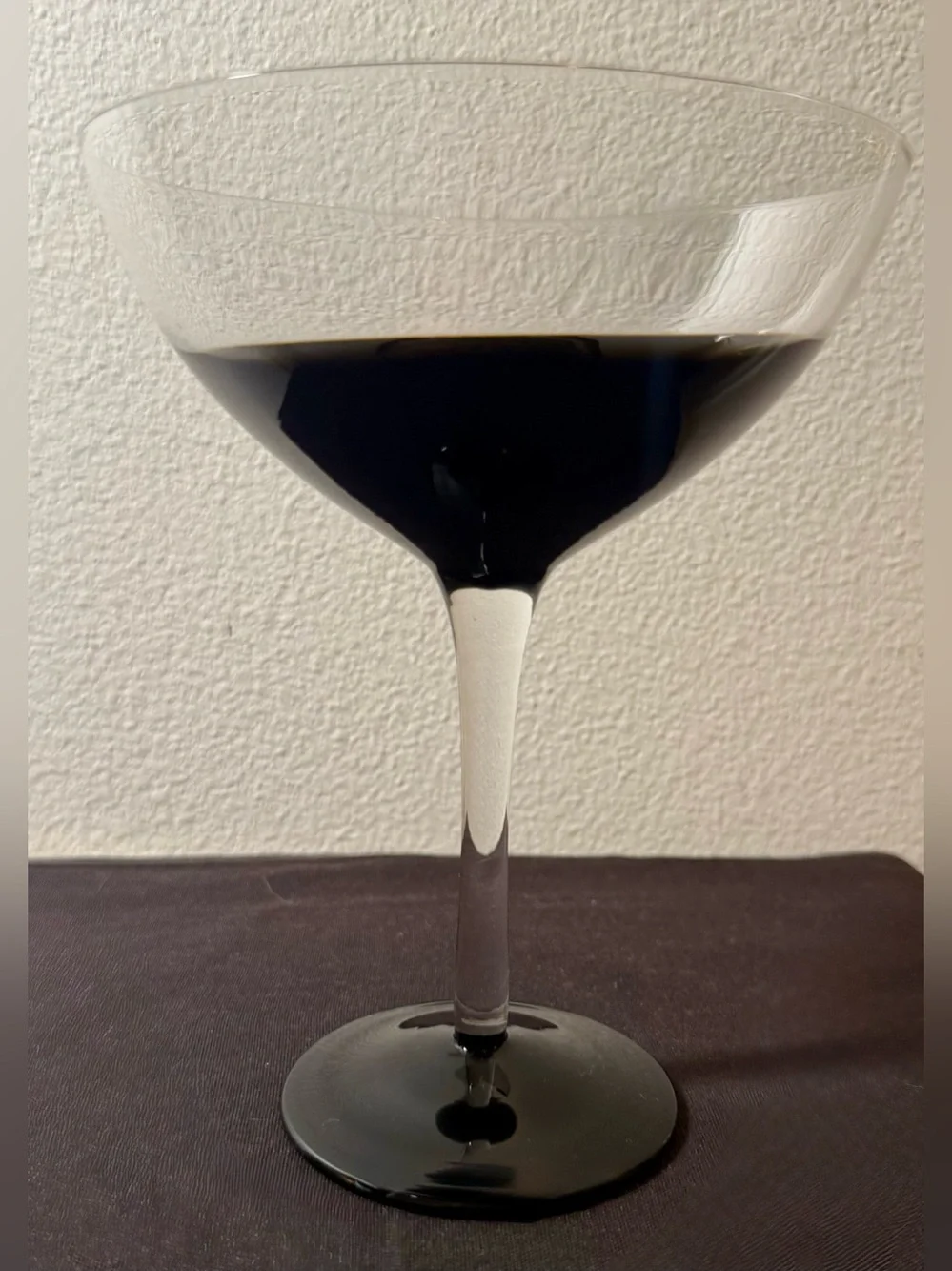 Pier 1 Elemental Black To Clear 7” Martini Cocktail Glass. 12oz